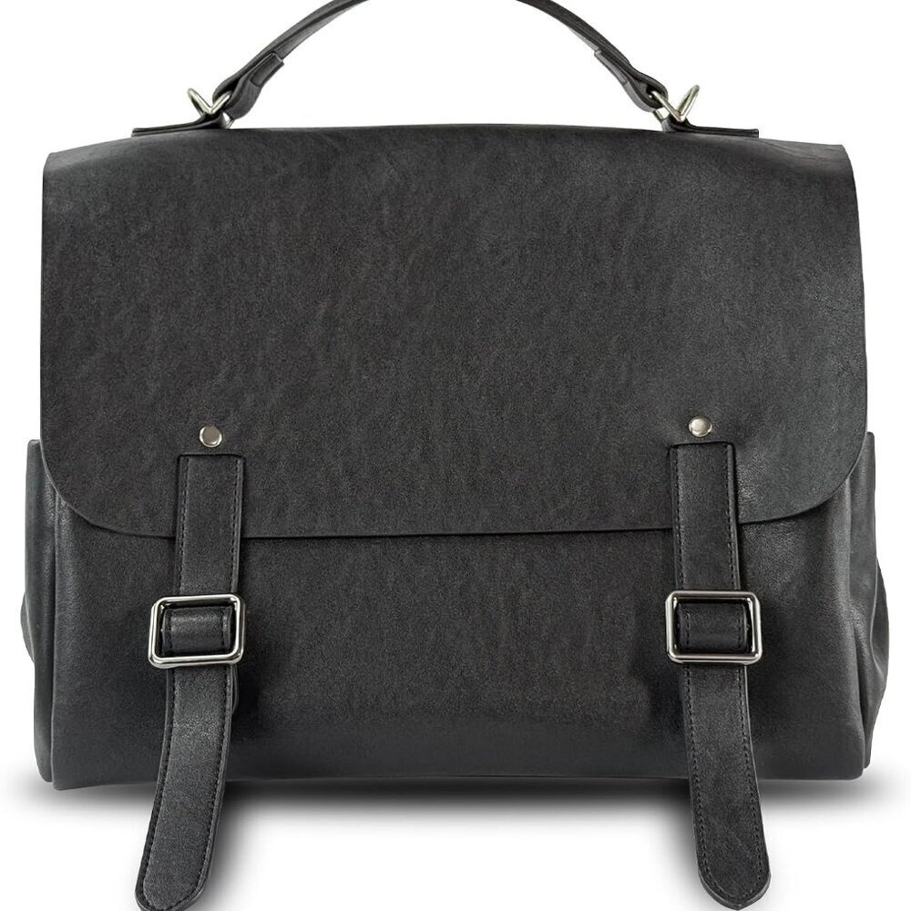 Black Leather 3-in-1 Backpack Handbag Tote for Women Work Travel Casual